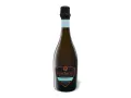 Flasche mit wein mit wenig alkohol (0,0%), "FreeSecco Sparkling White" auf dem Etikett.
