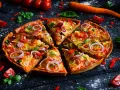 Leckere Pizza mit Gemüse, perfekt für ein Pizza backen Rezept. Frische Tomaten, Zucchini und rote Zwiebeln machen sie unwiderstehlich.