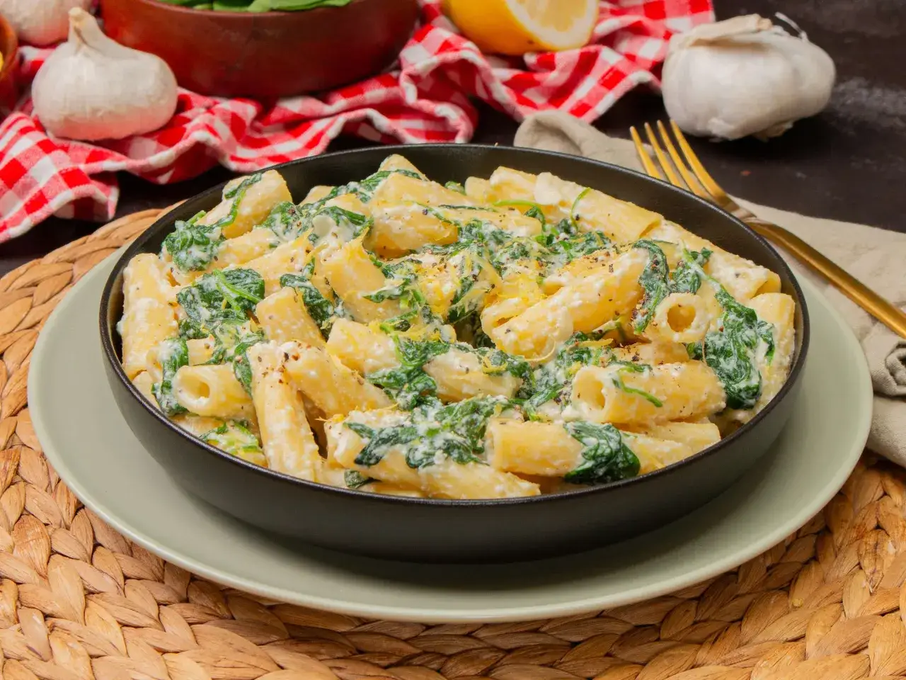 Cremige Pasta mit Spinat und Ricotta, inspiriert von italienischen ricotta rezepte. Ein köstliches Gericht, das zum Genießen einlädt.
